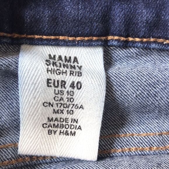 H&M & Denim Maternity Jeans Pant SZ 10 Blue Mama Skinny High Rib Stretch Tummy - Picture 3 of 10